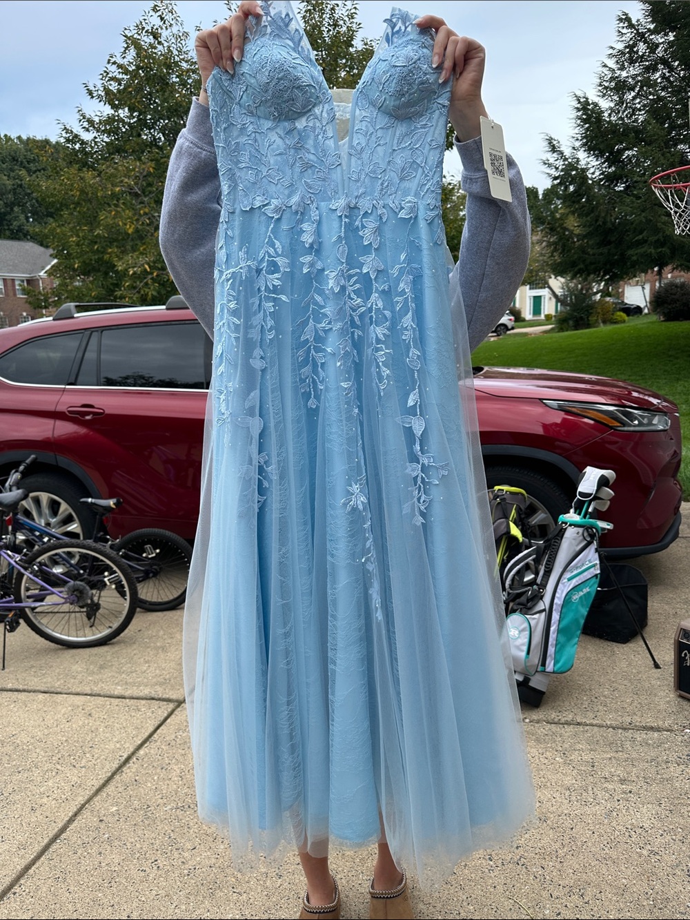 Light Blue Lace & Tulle Girls' Dress